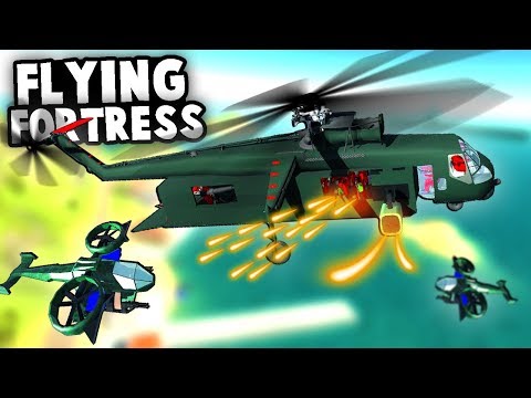 Incredible FLYING FORTRESS Helicopter vs DESTRUCTIBLE Gunship! Ravenfield Best Mods