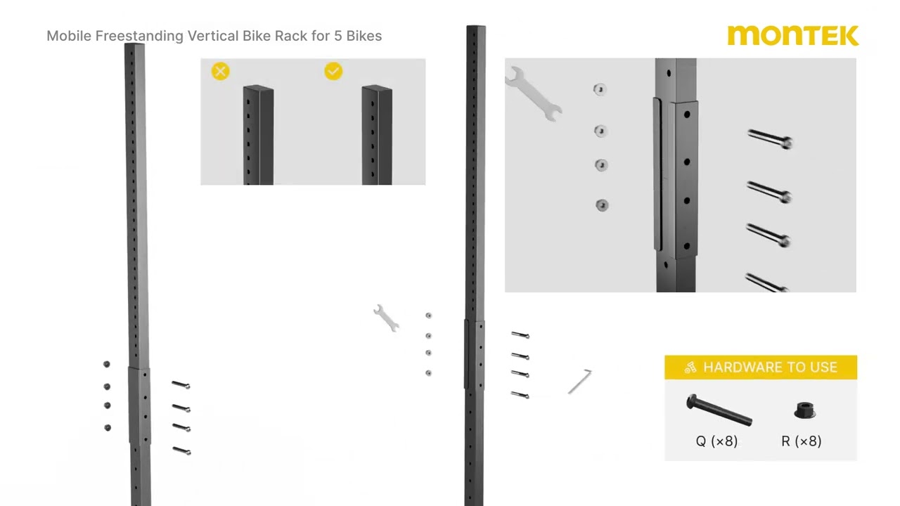 monTEK Mobile Freestanding Vertical Bike Rack for 5 Bikes Installation Video