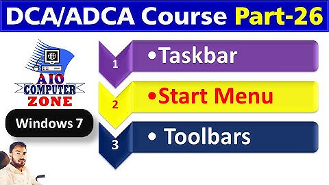 DCA Or ADCA Course (Part-26) Use Of Taskbar, Start Menu & Toolbars In Windows7