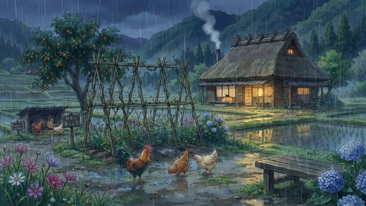 Morning Rain in Chia’s Garden – A Cat’s Dawn Watch (猫が見つめる雨の朝) | Cozy ASMR Ambience