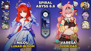 Nilou Lunar-Bloom & Varesa Overload! | Spiral Abyss 6.6 | Genshin Impact