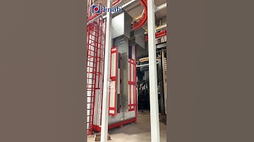 Large metal parts enter the powder coating curing oven#powdercoatingline  #powdercoating