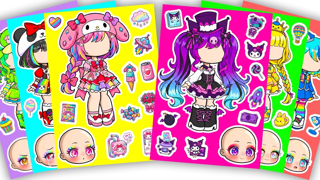 🍰Paper DIY🍰 Cute Sanrio X Gacha Sticker Book #Cinnamoroll #Melody #paperdiy #gachalife #Kuromi #asmr