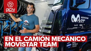 Dentro del Camión de Mecánicos del Movistar Team