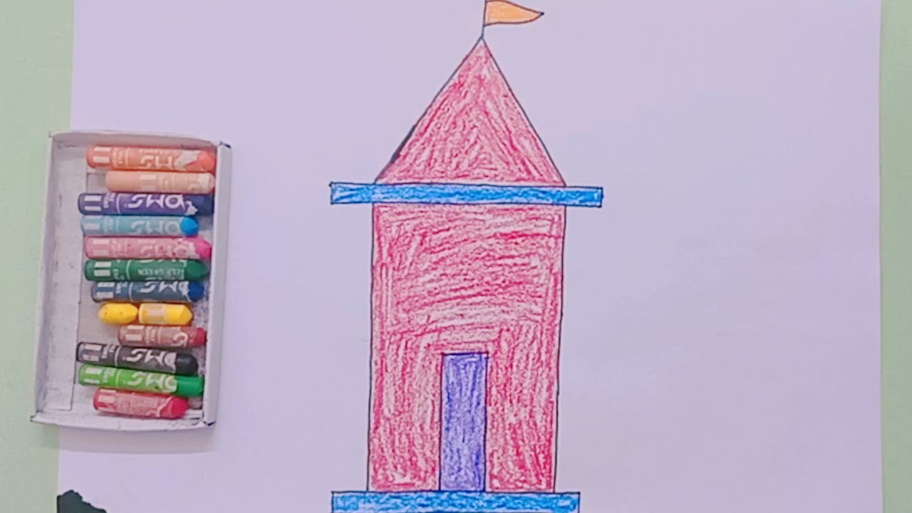 How To Draw A Temple 🛕 | Easy Drawing Practice And Coloring For Kids