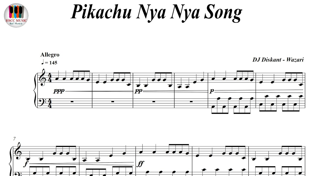 Pikachu - Nya Nya Song, ピカチュウ, Piano Sheet Music - YouTube