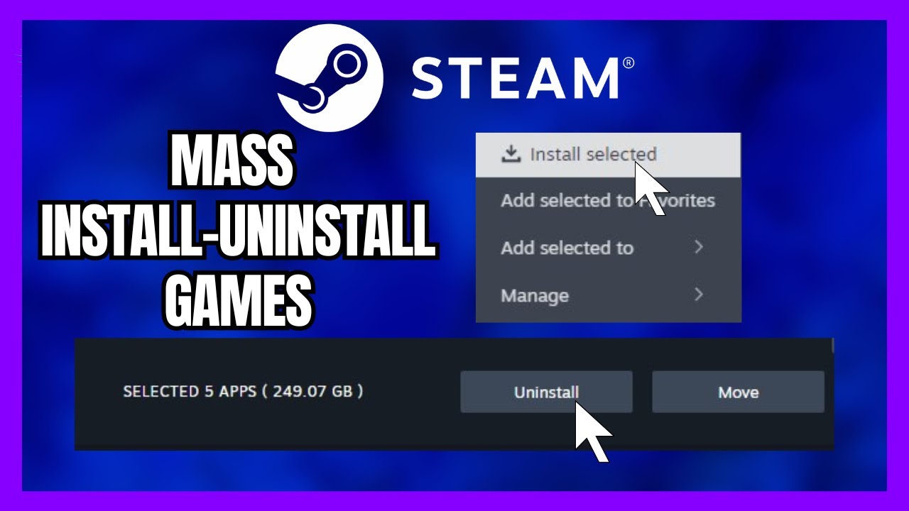 How to Mass Install - Uninstall Games on Steam - YouTube