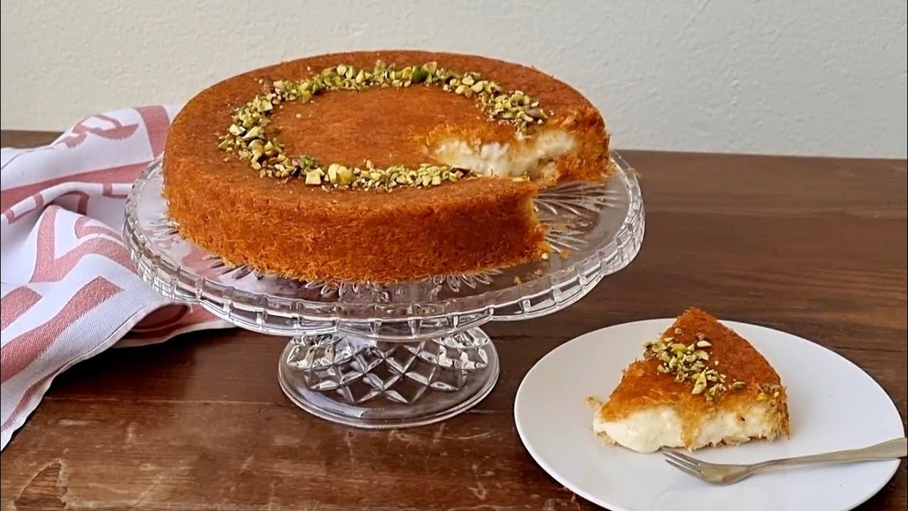 احلى كنافه بالكريمه ممكن تعملوها على الطريقه الشامى مع طريقه عمل احلى قشطه كدابه ممكن تكلوها