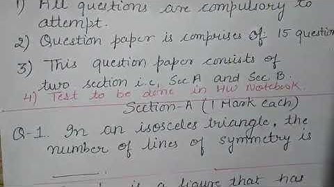 Class 7, Mathematics, Revision test of Ch - 14 (Symmetry)