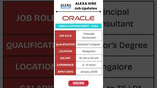 #OracleJobs #ITJobsIndia #HighPayingJobs #BangaloreJobs #TechCareers #AlexaHire #JobShorts #Career