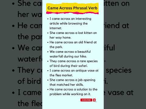 Came Across Phrasal Verb Shorts Learnenglish 