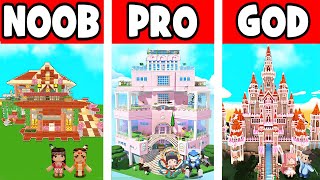 Mini Worldcastle,Villa,Wooden House,Noob Vs Pro Vs Godanimation