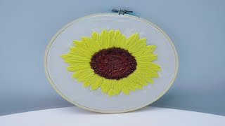 تطريز وردة عباد الشمس بإبرة النفاش|Embroidering a sunflower rose with a puffing needle