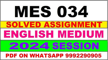 mes 034 solved assignment 2024 | mes 34 solved assignment in english 2023-24 | mes 34 2024