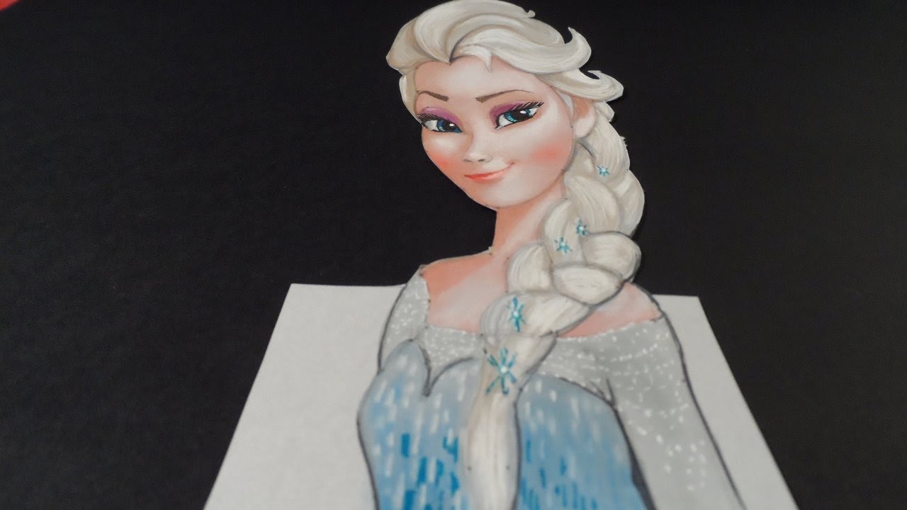 ⁣Cute Drawing Elsa from Frozen, Trick Art,  3D Illusion