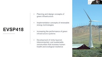 EVSP418 "Green Infrastructure and Renewable Technologies" overview