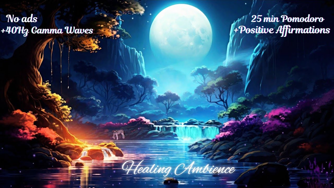 Heavenly Ambient Music with 40 Hz Gamma waves | 25 min pomodoro | Study, Focus, Deep Concentration