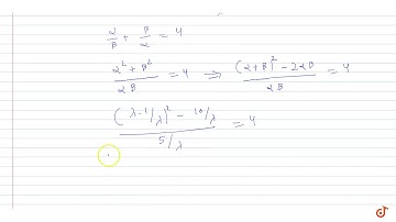 `alpha, beta` are roots of `lambda ( x^2 - x) + x + 5 = 0` If `lambda1 and lambda 2` are the ...