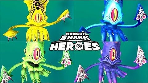 ALL GIANT SQUID BOSSES (HUNGRY SHARK HEROES)