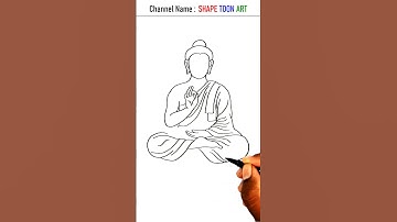 Lord Buddha drawing sitting on lotus flower - How to draw gautama buddha drawing