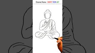 Lord Buddha drawing sitting on lotus flower - How to draw gautama buddha drawing screenshot 5