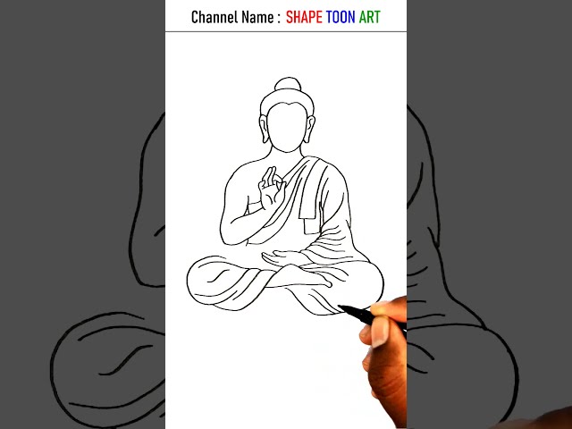Lord Buddha drawing sitting on lotus flower - How to draw gautama buddha drawing class=