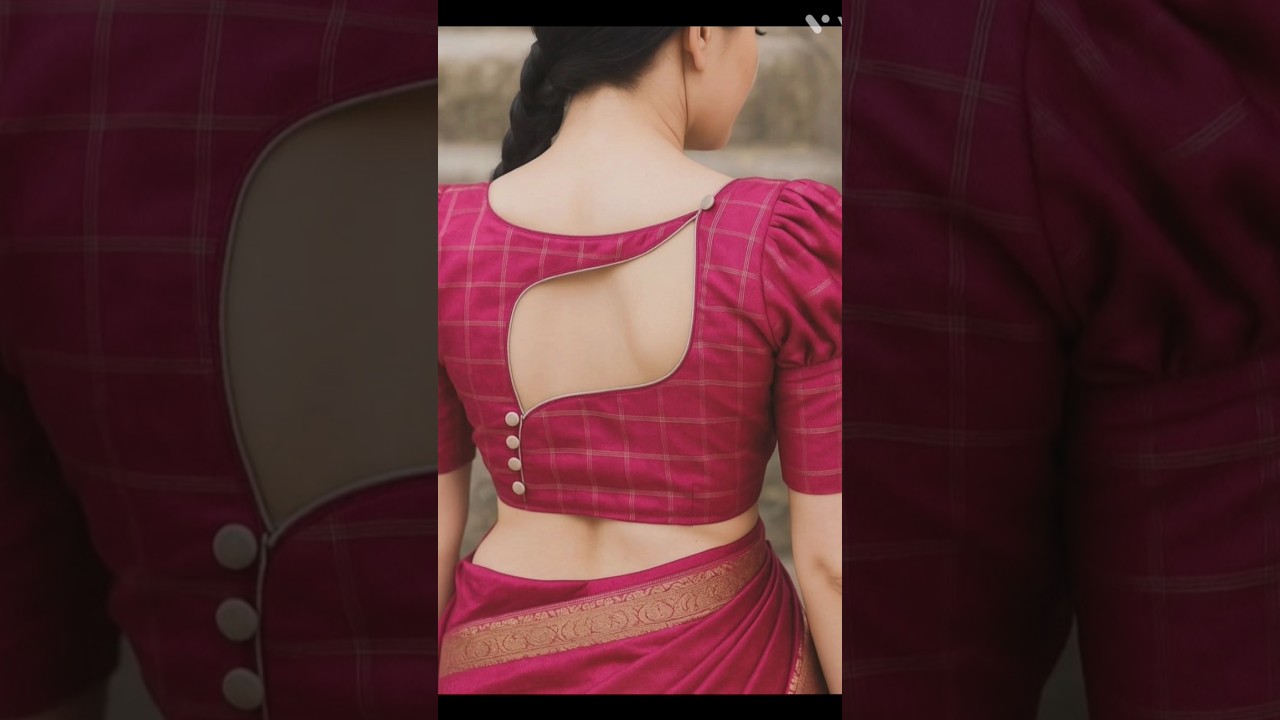 new trending blouse back neck design traditional sleeves design 