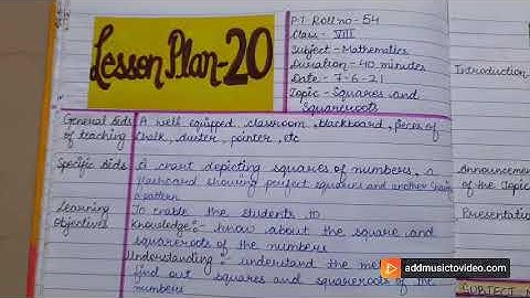 Squares and squareroots (1), 8th class lesson plan, NCERT (B.Ed.)