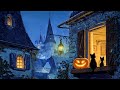 Rainy 1940s Rooftop Ambience | Vintage Oldies Playing in Another Room for Autumn Halloween Night 🎃