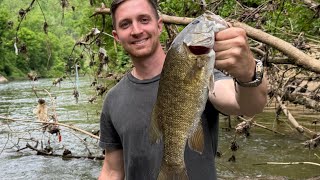 River fishing for big Small mouth Bass #fishing #fyp #river