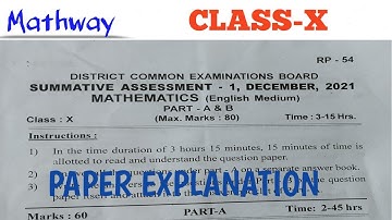 CLASS-X. SA 1  Maths paper (2021) explanation
