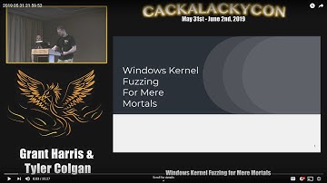 CackalackyCon1 - Grant Harris & Tyler Colgan - Windows Kernel Fuzzing for Mere Mortals