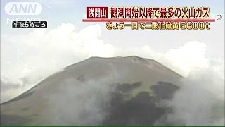 浅間山“最も多い火山ガス”　地下のマグマ活発・・・？(15/06/25)