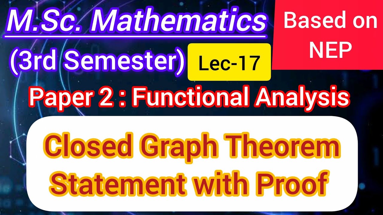 Closed Graph Theorem | Most Important Theorem | M.Sc. Maths 3rd Sem NEP | Functional Analysis 