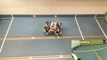 Quadruped robot walking test using gait trained by reinforcement learning