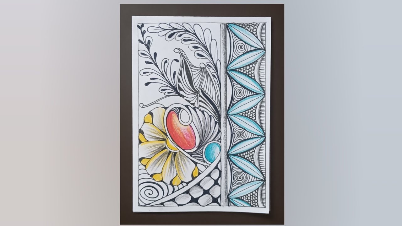 Zentangle Flower & Leaf Art | Relaxing Pattern Drawing #drawing #zen # ...