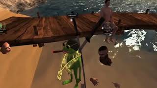 Is that Kermit the frog with two samurai swords smoking a blunt!