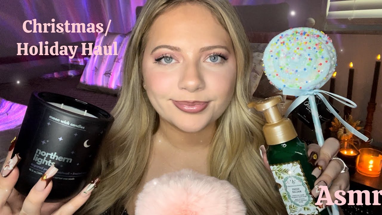 Asmr Cozy Christmas Collective Haul 🎄Bath&Body Works, Hobby Lobby, Candles. Taps & Scratches