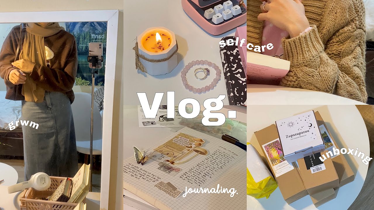 daily vlog: cozy evening, self care, get ready with me, unboxing, journaling, being productive🌱