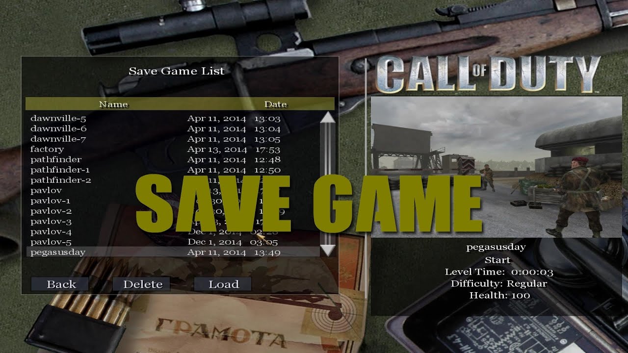 call of duty 2 save game