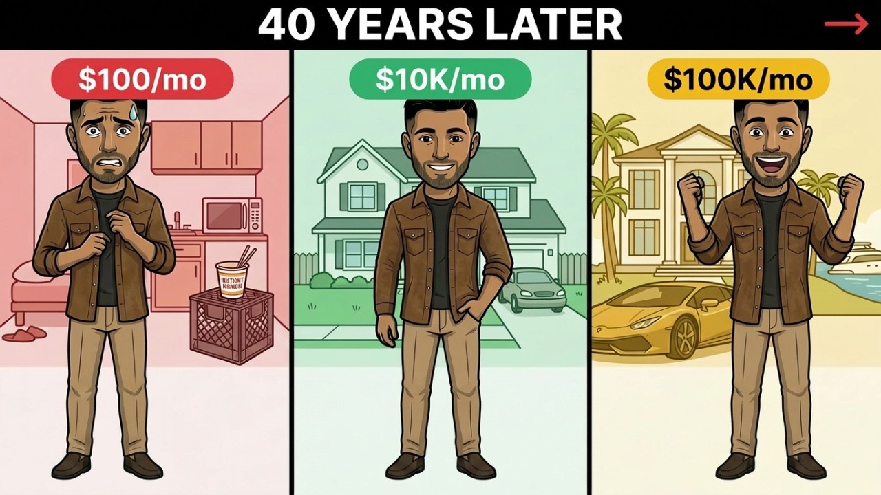 POV: Your life investing $100, 1k, 10k & 100k/month (40 years later)