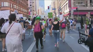 Protests continue in downtown LA after Roe v Wade ruling