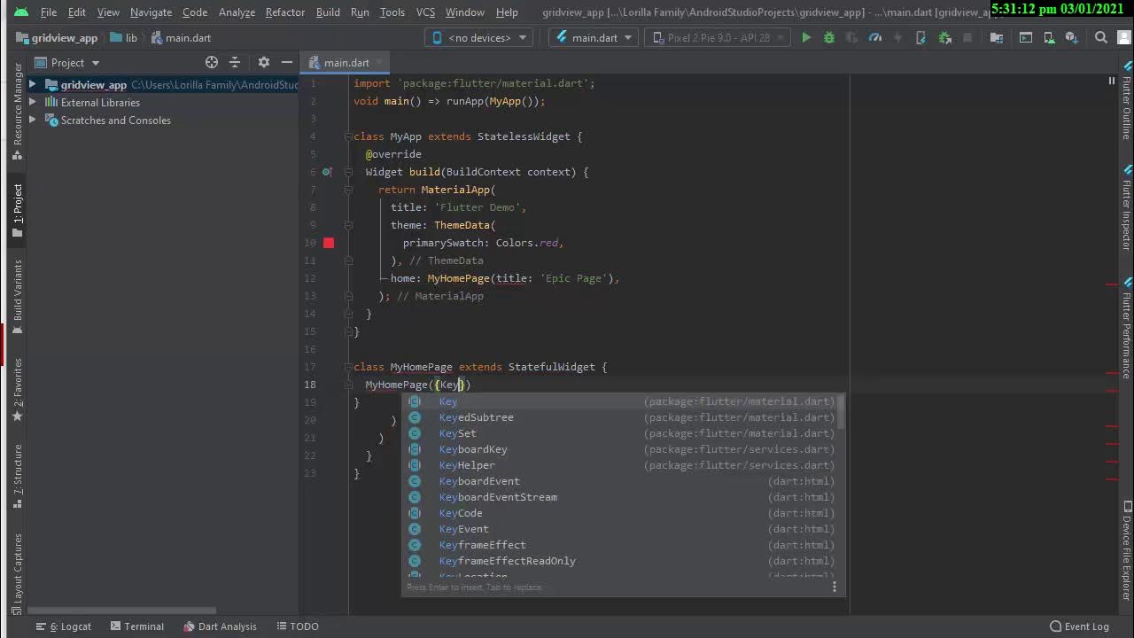 【FLUTTER ANDROID STUDIO and IOS】gridview - YouTube