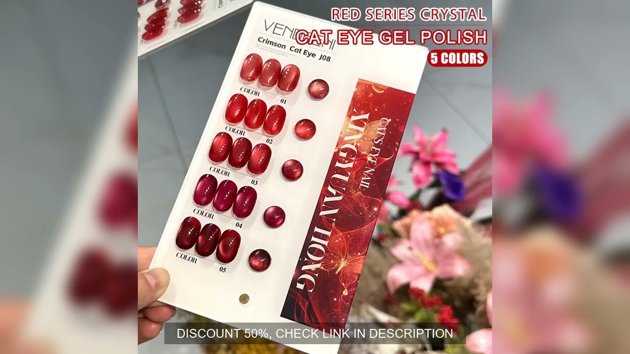 Vendeeni 5 Colors/Set Red Cat Eye Gel Nail Polish Semi Permanent Magnetic UV LED Gel Varnish Crystal