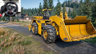 SnowRunner - Caterpillar 993K Bulldozer Navigating Through a Muddy Terrain | Logitech G29 Gameplay