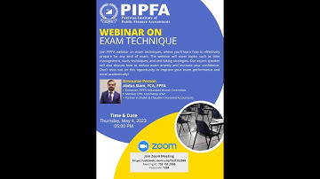 Examination Techniques Webinar held by PIPFA on May 04, 2023.