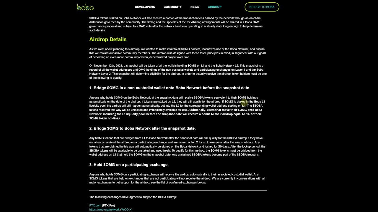 OmiseGo and BOBA Airdrop on Ethereum