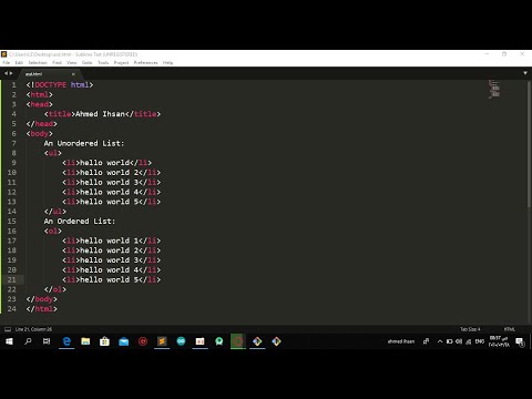 HTML Code  unodered List and ordered List -1- شرح
