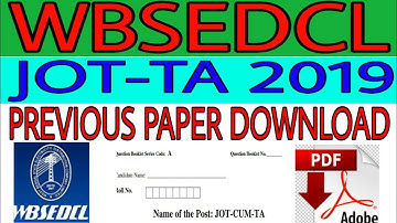 #WBSEDCL_JOT_PAPER  WBSEDCL JOT PREVIOUS PAPER DOWNLOAD 2019