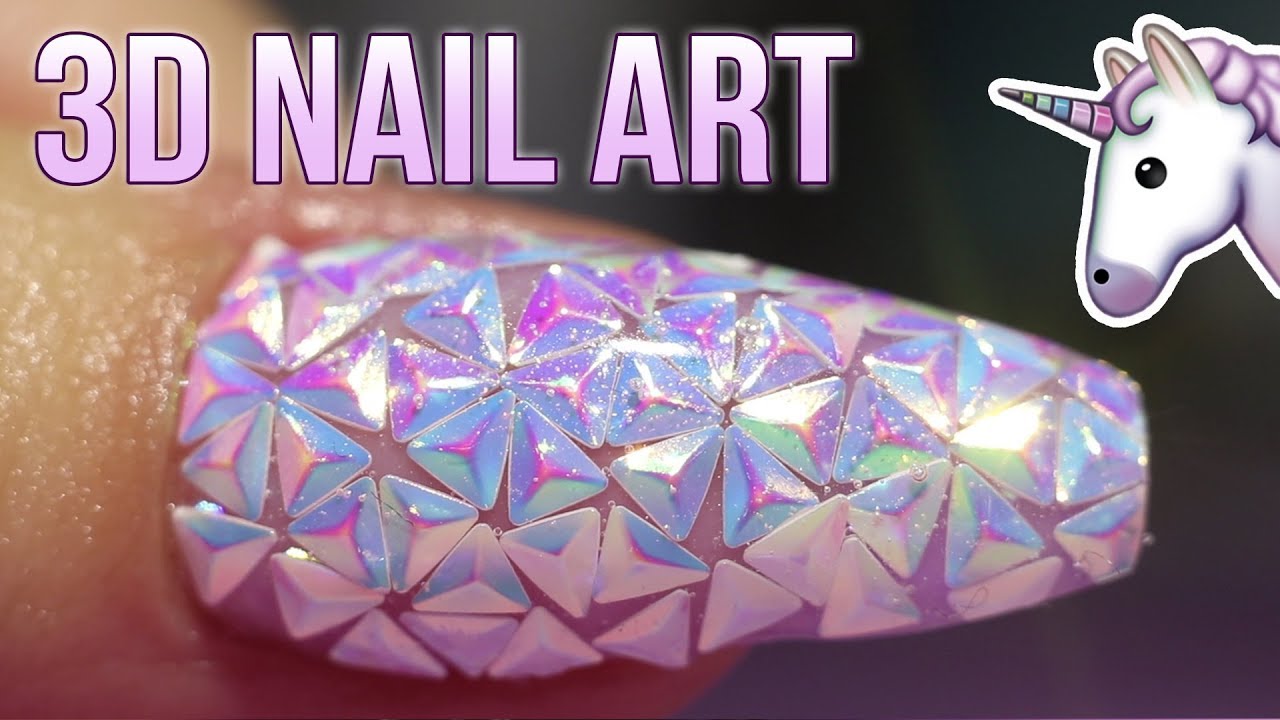 Iridescent Triangles - Nail Art w/ Purple Polygel